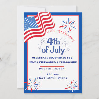 Vlag & Vuurwerk Patriottisch Feest Uitnodiging