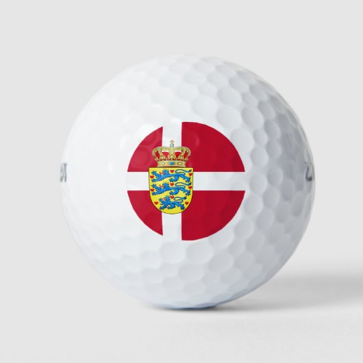 Vlag/wapen van Denemarken Golfballen (Voorkant)