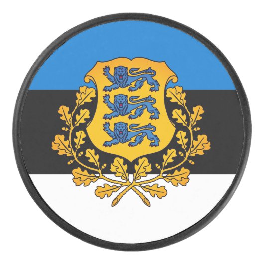 Vlag/wapen van Estland Hockey Puck (Voorkant)