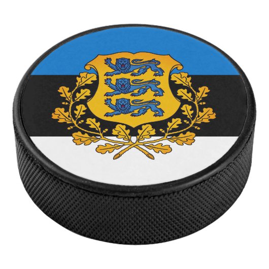 Vlag/wapen van Estland Hockey Puck (3/4)