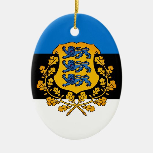 Vlag/wapen van Estland Keramisch Ornament (Voorkant)