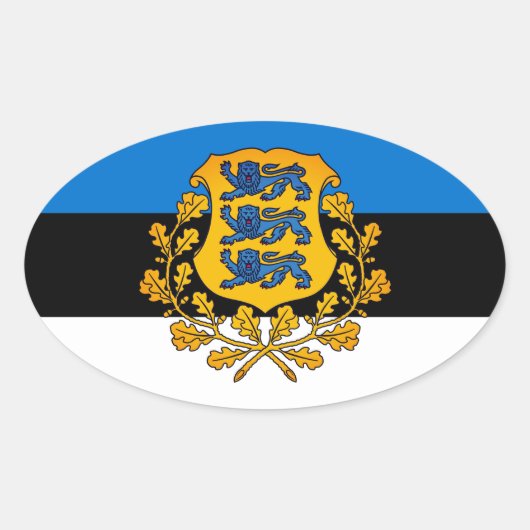 Vlag/wapen van Estland Ovale Sticker (Voorkant)