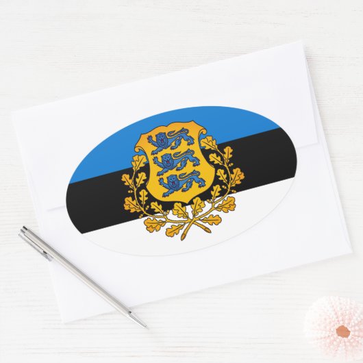 Vlag/wapen van Estland Ovale Sticker (Envelop)