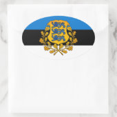 Vlag/wapen van Estland Ovale Sticker (Tas)