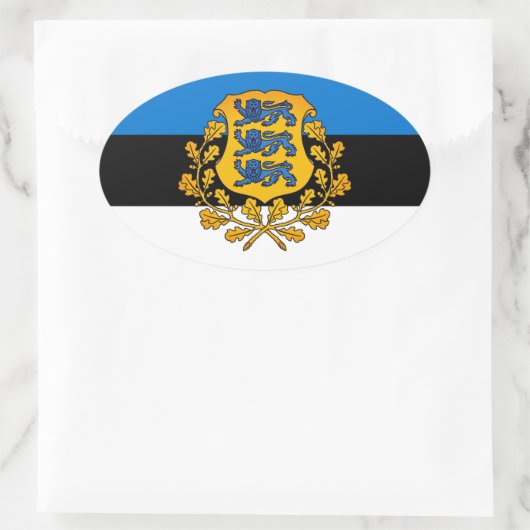 Vlag/wapen van Estland Ovale Sticker (Tas)