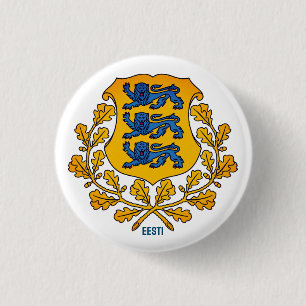Vlag/wapen van Estland Ronde Button 3,2 Cm