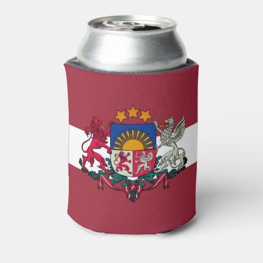 Vlag/wapen van Letland Blikjeskoeler (Blikje Achterkant)
