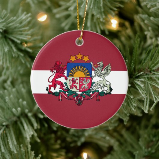 Vlag/wapen van Letland Keramisch Ornament (Boom)
