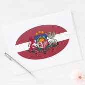 Vlag/wapen van Letland Ovale Sticker (Envelop)