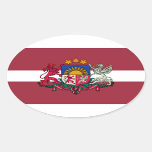 Vlag/wapen van Letland Ovale Sticker