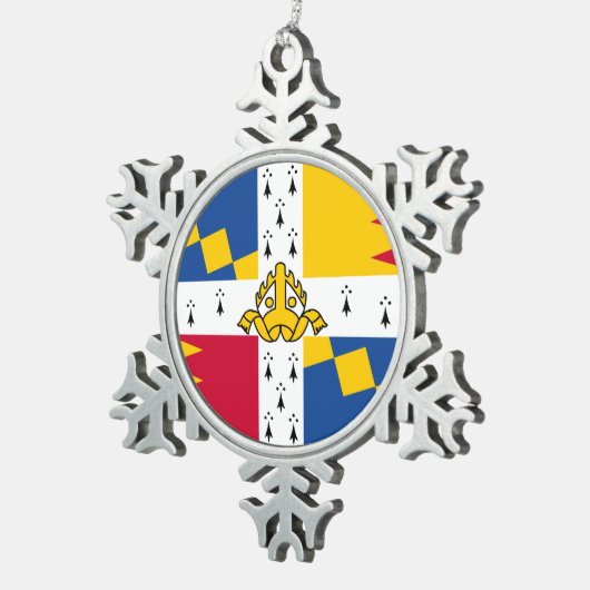 Vlag/wapenhandelaar van Birmingham, Engeland Tin Sneeuwvlok Ornament (Rechts)