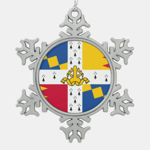 Vlag/wapenhandelaar van Birmingham, Engeland Tin Sneeuwvlok Ornament