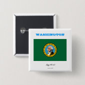 vlag WASHINGTON Vierkante Button 5,1 Cm (Voorkant /achterkant)