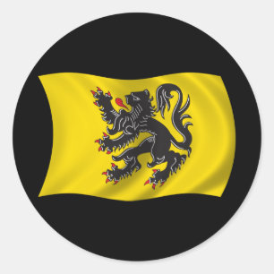 Vlag Wavy Flanders Ronde Sticker