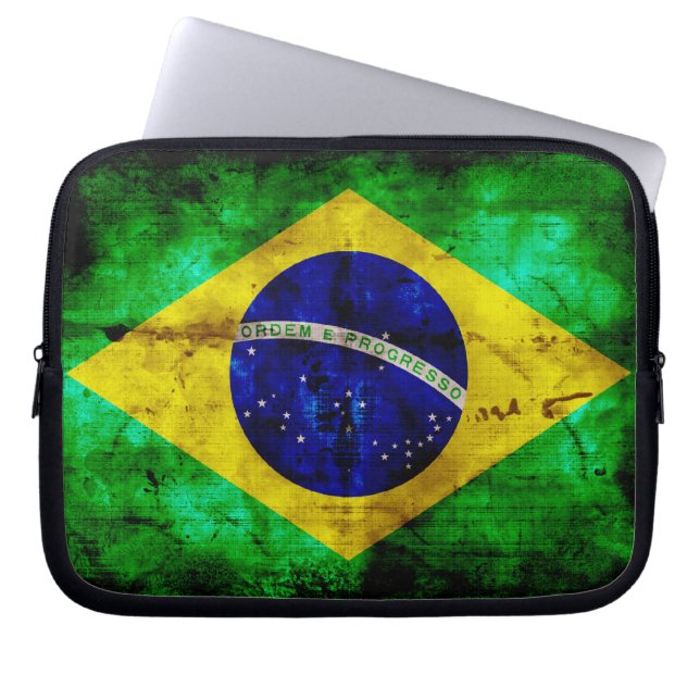 Vlag Weathered Brazilië Laptop Sleeve (Voorkant)