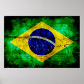 Vlag Weathered Brazilië Poster (Voorkant)