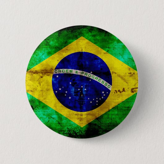 Vlag Weathered Brazilië Ronde Button 5,7 Cm (Voorkant)