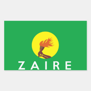 vlag zaire congo land vlag naam tekst rechthoekige sticker