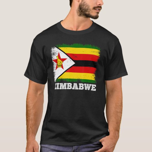  vlag Zimbabwe Retro Vlag Zimbabwaans T-shirt (Voorkant)