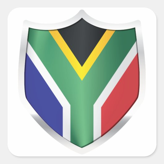 vlag Zuid-Afrika Silver Shield Vierkante Sticker (Voorkant)