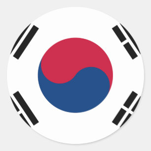 Vlag Zuid-Korea 대한민 국 Ronde Sticker