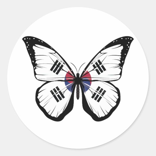 Vlag Zuid-Korea Butterfly Ronde Sticker (Voorkant)