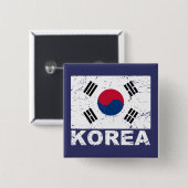  vlag Zuid-Korea Vierkante Button 5,1 Cm (Voorkant /achterkant)