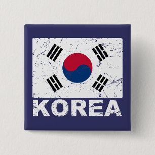 vlag Zuid-Korea Vierkante Button 5,1 Cm