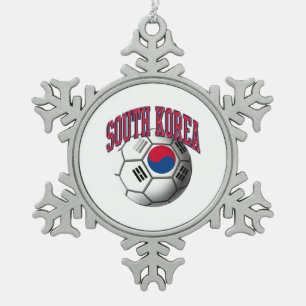 Vlag Zuid-Korea Voetbal Tin Sneeuwvlok Ornament