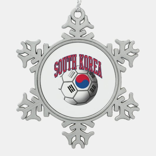 Vlag Zuid-Korea Voetbal Tin Sneeuwvlok Ornament (Voorkant)