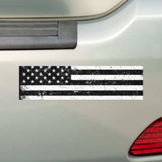 Vlag, zwart en wit, VS Bumpersticker (Op auto)