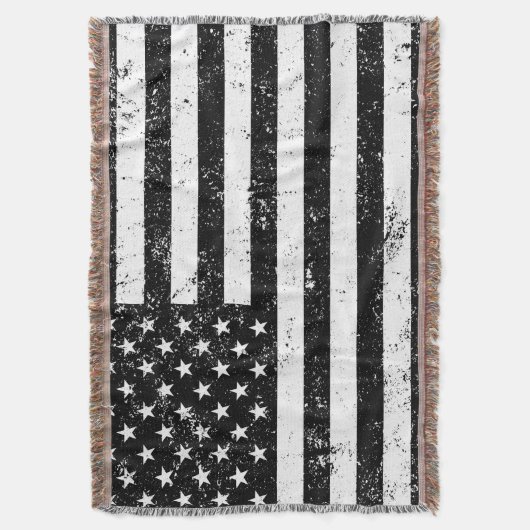 Vlag, zwart en wit, VS Deken (Voorkant Verticaal)