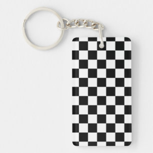 Vlag zwart-wit auto race sleutelhanger