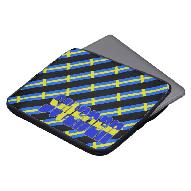 vlag Zweedse strepen Laptop Sleeve (Voorkant top)