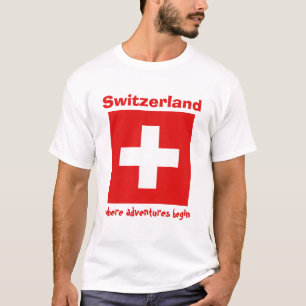 Vlag Zwitserland + Kaart + Tekst T-shirt