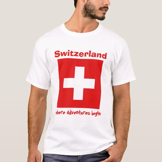 Vlag Zwitserland + Kaart + Tekst T-shirt (Voorkant)
