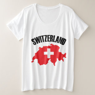 Vlag Zwitserland-plattegrond Grote Maat T-shirt