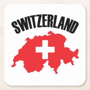 Vlag Zwitserland-plattegrond Kartonnen Onderzetters