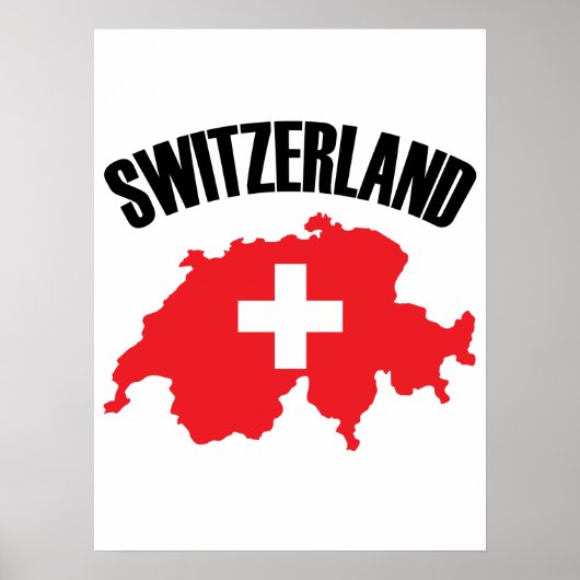 Vlag Zwitserland-plattegrond Poster (Voorkant)