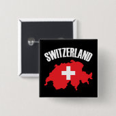Vlag Zwitserland-plattegrond Vierkante Button 5,1 Cm (Voorkant /achterkant)