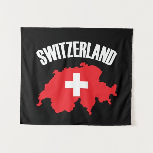 Vlag Zwitserland-plattegrond Wandkleed (Voorkant (horizontaal))