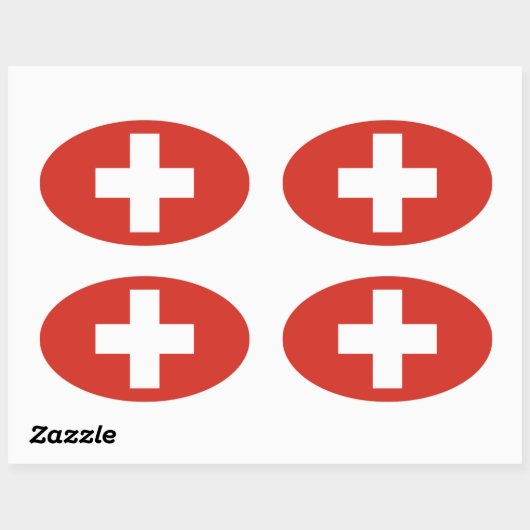 Vlag Zwitserland/Zwitserland Ovale Sticker (Vel)