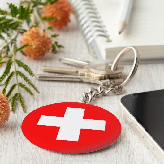 Vlag Zwitserland (Zwitserland) Sleutelhanger (Zijkant)