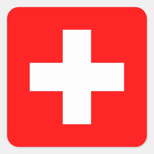 Vlag Zwitserland (Zwitserland) Vierkante Sticker (Voorkant)