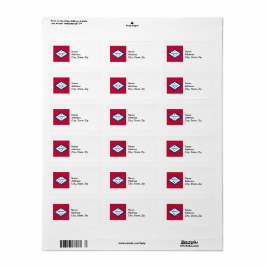 Vlagadres van de staat Arkansas Etiket (Full Sheet)