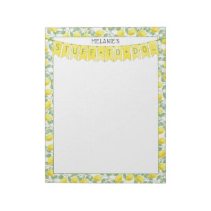 Vlagbanner en Waterverf Lemon Tree Patroon Notitieblok