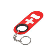 Vlagencharmeringspatriottiek in Zwitserland Mini Flessenopener (Achterkant Gekanteld)