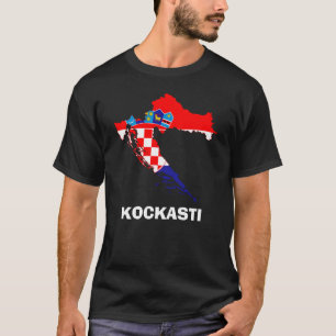 Vlagenkaart van Kroatië Kockasti T-Shirt