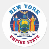 VLAGG VAN DE STAAT NEW YORK RONDE STICKER (Voorkant)