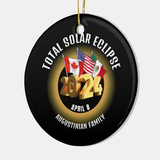 Vlaggen 2024 TOTALE ZONSVERDUISTERING Familie Keramisch Ornament (Links)